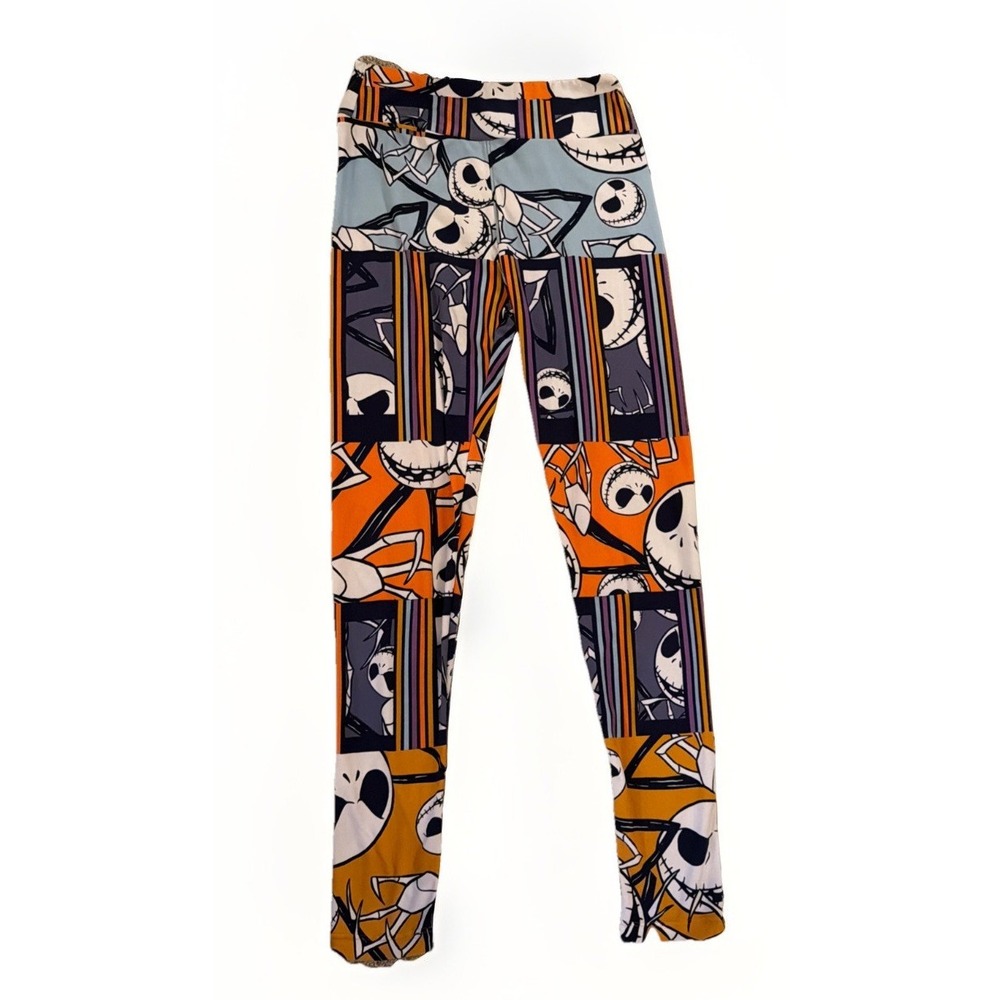 LULAROE Jack Skellington DISNEY Skeleton Halloween RARE Leggings SZ OS One Size - Picture 2 of 5